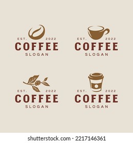 Set of coffee shop logo design template