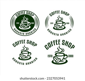 set of coffee shop logo, emblem, badge, sticker vintage retro style isolated on white background suitable for business, cafe, coffee shop, restaurant attractive contrast color