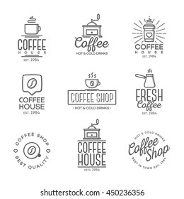 Set of coffee shop logo isolated on white background. Vector design elements, business signs, logos, identity, labels, badges and other branding objects for your business. Vector illustration.