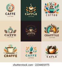 conjunto de logotipo de Coffee shop. Elementos ilustradores de diseño de vectores, signos comerciales, logotipos, identidad, etiquetas, insignias