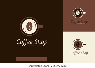 Set of coffee shop logo vector design templates with different color styles