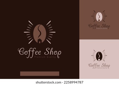 Set of coffee shop logo vector design templates with different color styles