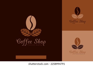 Set of coffee shop logo vector design templates with different color styles