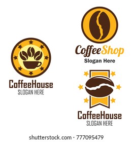 set of coffee shop logos, label, badge with text space for your slogan / tagline,  vector illustration.