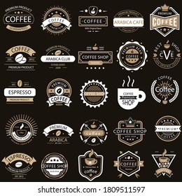 Set of coffee shop logos,labels,badges.Vector illustration