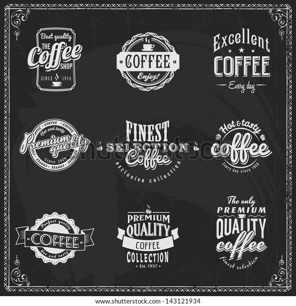 Set Coffee Shop Sketches Text Symbols Stock Vector (Royalty Free) 143121934