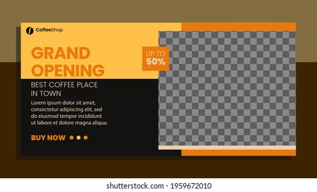 Set of Coffee shop Social Media Post, Grand opening shop , Social Media Post,  Poster Vector Template