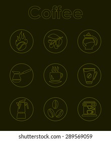 It is a set of coffee simple web icons