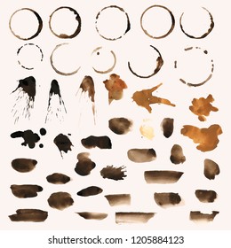 Set of coffee splatter stain vector