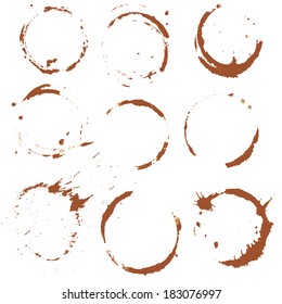 Set of  Coffee Stain, Isolated On White Background. Each one is shot separately.