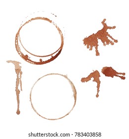 Set of coffee stains isolated on white background vector