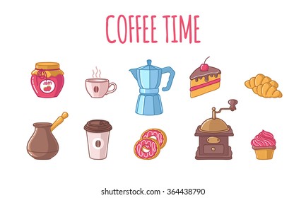 Set Coffee and sweet food