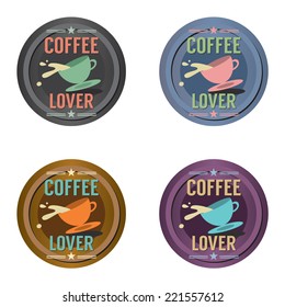 Set Of Coffee Symbol Badge Vector Illustration