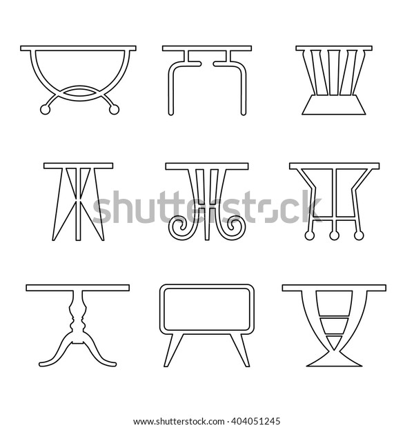 Set Coffee Table Outline Icon Isolated Stock Vector (Royalty Free ...