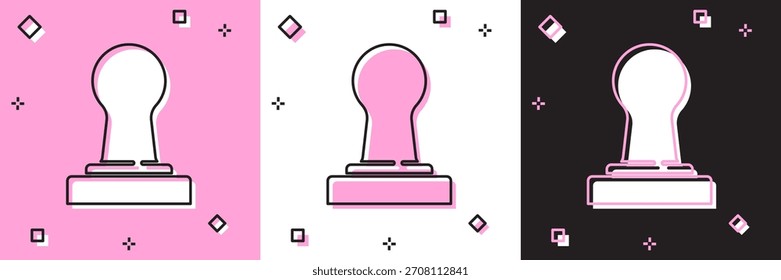 Set Coffee tamper icon isolated on pink and white, black background.  Vector