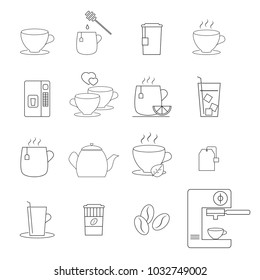 Set of coffee and tea cups icons