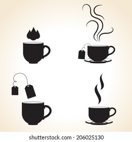 Set of coffee and tea cups. Vector illustration. 