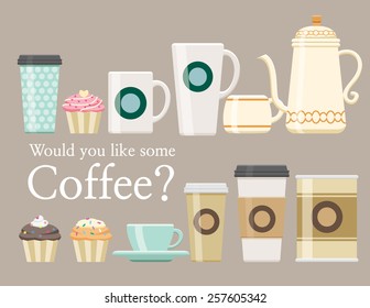 Set of coffee and tea design elements