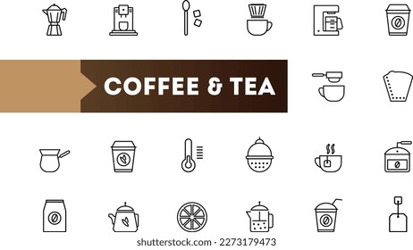 Set Coffee and Tea Icon Outline