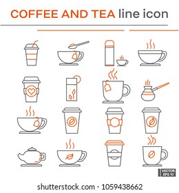 Set, coffee and tea icons.