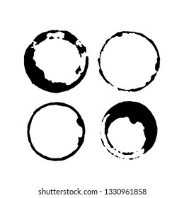 Set of coffee or tea stains. Splashes of cups and mugs
