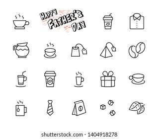 Set of Coffee and Tea Vector Line Icons. Contains such Icons as Cup of Tea,  Teabags, Coffee beans and Green Tea Leaves, a pitcher of Water, Sugar Cubes and more. Editable Stroke. 32x32 Pixel Perfect