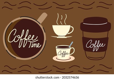 conjunto de bebidas de tazas de café