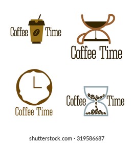 Set of coffee time logo design. Vector illustration.