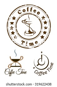 Set of coffee time logo design. Vector illustration.