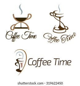 Set of coffee time logo design. Vector illustration.