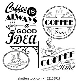Set of coffee time signs