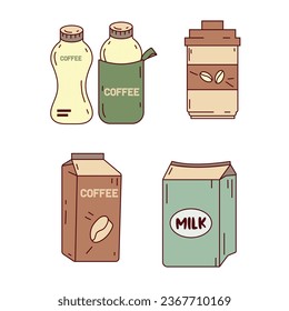set of coffee vector element