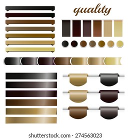 Set of coffee vector ribbons and frames.