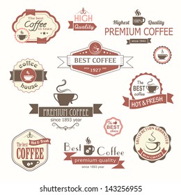 set of coffee vintage badges and labels eps8