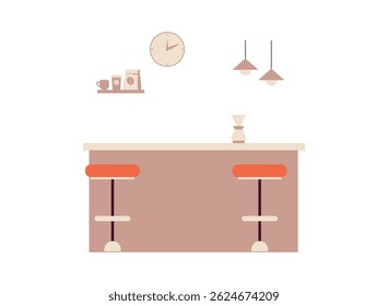 Conjunto de una ilustración interior de cafetería