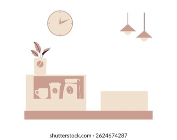 set of an Coffeeshop Interior Illustration