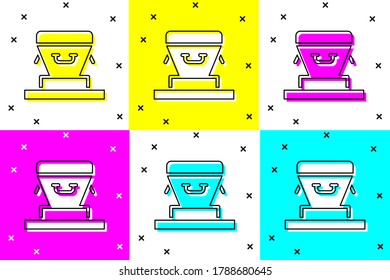 Set Coffin icon isolated on color background. Funeral ceremony.  Vector