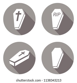Set of coffin icons in a gray circle
