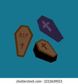 set of coffins isolated vector illustration. Element for halloween needs