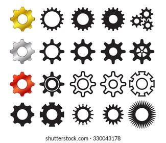 Set of cog icons in many style, Vector