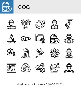 Set of cog icons. Such as Engineer, Developer, Gear, Machinery, Pulley, Settings, Development, Draft, Gears , cog icons