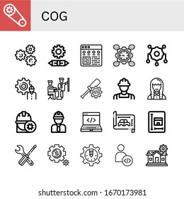 Set of cog icons. Such as Gear, Gears, Engineering, Settings, Development, Engineer, Developer, Blueprint, Setting , cog icons