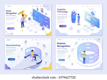 Set of Cognitive Technologies concepts, 3d isometric vector illustration, for graphic and web design
