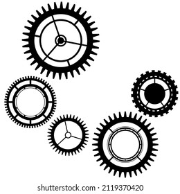 set of cogs and gears. black icons machinery equipment