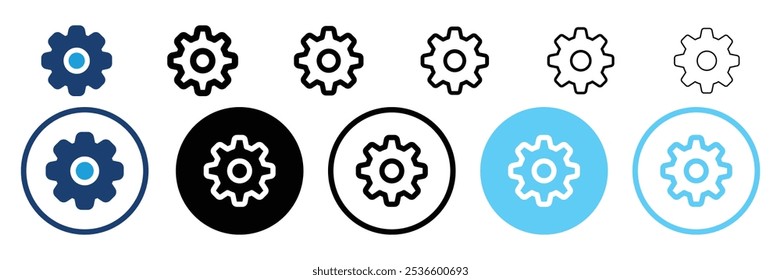 Conjunto da coleção de ícones do Cogwheel. Símbolo da roda de engrenagem. Ilustração de vetor.