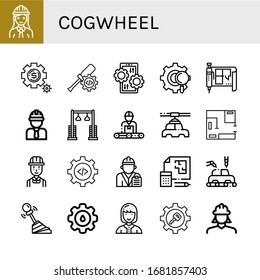 Set of cogwheel icons. Such as Engineer, Setting, Settings, Gear, Blueprint, Pulley, Manufacturer, Manufacture, Cogwheel, Technician , cogwheel icons