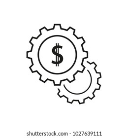 Set of cogwheels dolar icons