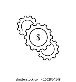 Set of cogwheels dollar icons