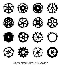 Set of cogwheels (gear wheels) isolated on white background. Vector illustration.