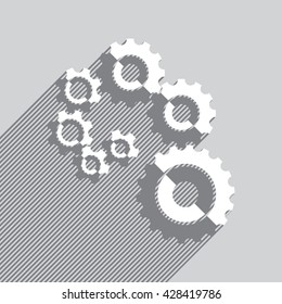 Set of cogwheels spiral in a flat design, vector
